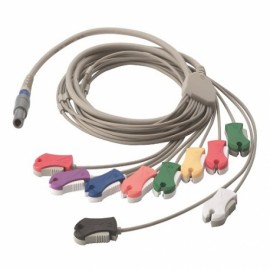 Cable de paciente 10 puntas tipo clip para ECG en stress (SE-PRO-600)-PuntoMedico- WEA-SE-PC-AHA-CLIP