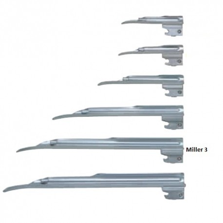 Hoja para laringoscopio de acero inoxidable Miller No. 3-PuntoMedico- HEN-F-000.22.123