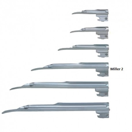 Hoja para laringoscopio de acero inoxidable Miller No. 2-PuntoMedico- HEN-F-000.22.122