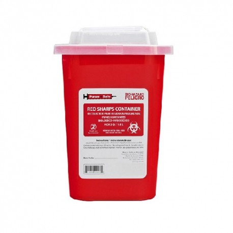 Contenedor rojo de punzo cortantes, capacidad de 1.8 litros, caja con 88 piezas-PuntoMedico- PS-1-8LITRO