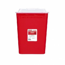 Contenedor rojo de punzo cortantes, capacidad de 13 litros, caja con 28 piezas-PuntoMedico- PS-13LITRO