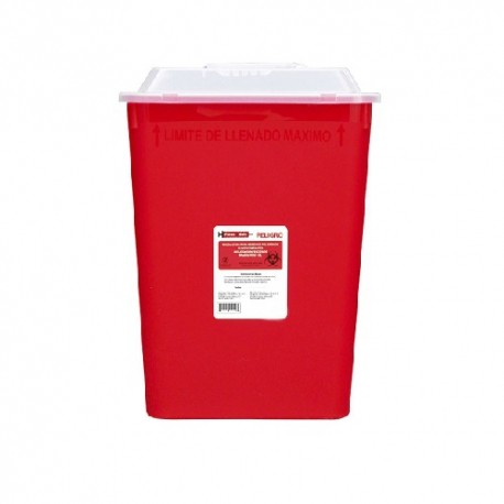 Contenedor rojo de punzo cortantes, capacidad de 13 litros, caja con 28 piezas-PuntoMedico- PS-13LITRO