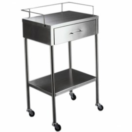 Mesa pasteur con cajón esmaltado, fabricado en lamina de acero inoxidable-PuntoMedico- HEL-HM212