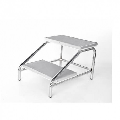 Escalerilla de dos peldaños cromada-PuntoMedico- CIS-BQ2CR