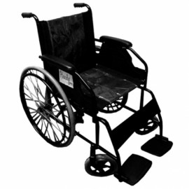 Silla de ruedas esmaltada neumática con descansapies fijo-PuntoMedico- HER-S200N
