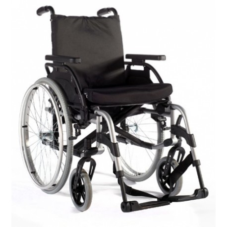 Silla de ruedas de aluminio de 48 cm gris con qr y pierneras y brazos desmontables-PuntoMedico- BEZ-SU074100-011
