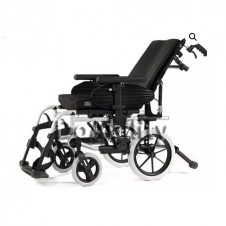Silla de ruedas de aluminio reclinable 38 cm gris con qr pierneras y brazos desmontables-PuntoMedico- BEZ-SU064800-153P