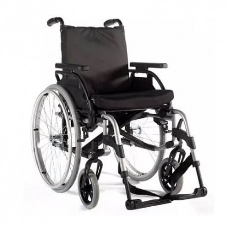 Silla de ruedas tipo traslado de aluminio 45.5 cm gris pierneras y brazos desmontables-PuntoMedico- BEZ-SU074104-004