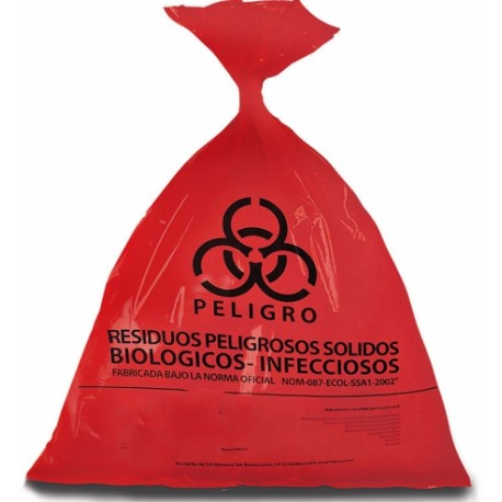 Bolsa roja de polietileno RPBI, calibre 200 30 cm x 40 cm con 1000 bolsas-PuntoMedico- PS-30x40