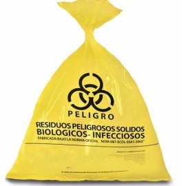 Bolsa amarilla de polietileno RPBI calibre 300 55 cm x 60 cm con 100 bolsas-PuntoMedico- PS-55X60-A