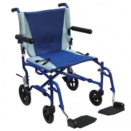 Silla de transporte azul descansapies desmontables Mod. TS19-PuntoMedico- DRI-TS19