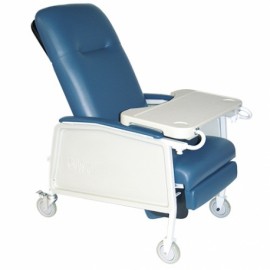 Sillón para hemodiálisis color azul reclinable de 3 posiciones con 1 charolas-PuntoMedico- DRI-D574-BR
