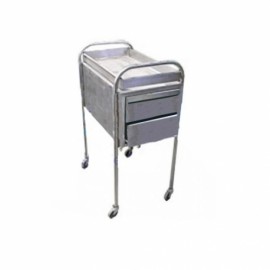 Mesa carro anestesiólogo totalmente acero inoxidable llanta negras-PuntoMedico- HEL-HM134