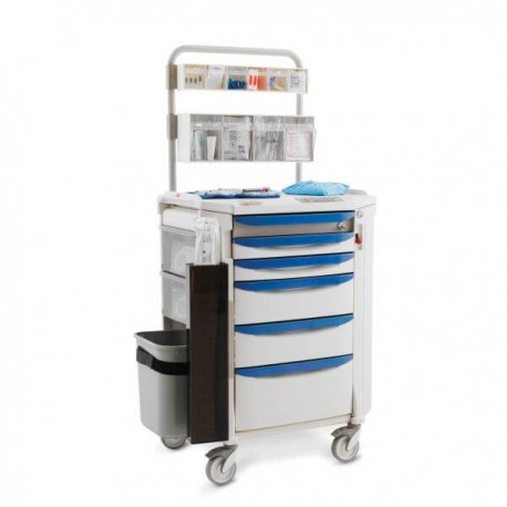 Carro de anestesia Flexline de 6 cajones 568 mm. x 819 mm. x 1140 mm.-PuntoMedico- MET-FLANES1
