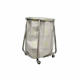 Carro para ropa sucia, acabado en cromo con bolsa de manta.-PuntoMedico- HEL-HM73