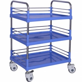 Carrito trolley de plástico para curaciones, con tres charolas-PuntoMedico- XIE-XH-S002