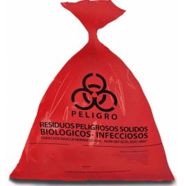 Bolsa roja de polietileno RPBI, calibre 200 55 cm x 60 cm con 100 piezas-PuntoMedico- PS-55X60
