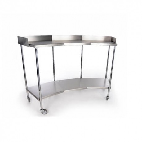 Mesa riñon con entrepaño de acero inoxidable-PuntoMedico- CIS-5900