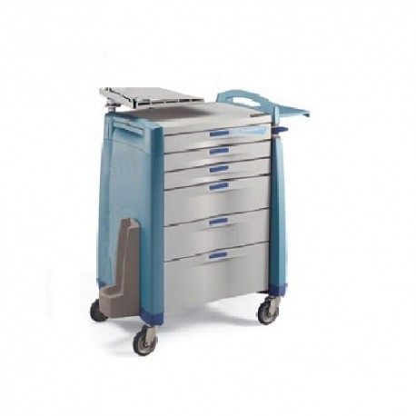 Carro para emergencias compacto 91 x 61 x 79 cm, 5 cajones, color gris-PuntoMedico- AVA-12038-08