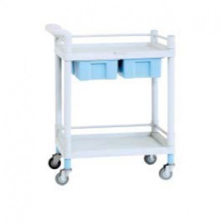 Carro ABS para instrumental y equipos con dos cajones y ruedas-PuntoMedico- ML-QYB109-1
