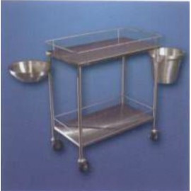 Carro de curaciones de acero inoxidable con cubeta y palangana-PuntoMedico- KER-236