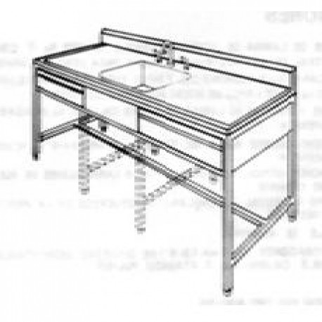 Mesa alta de 90 x 150 x 70 cm. con tarja central-PuntoMedico- HEL-HM356