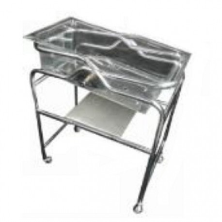 Carro cuna con bacinete de acrílico estructura en acero inoxidable-PuntoMedico- HEL-HM95