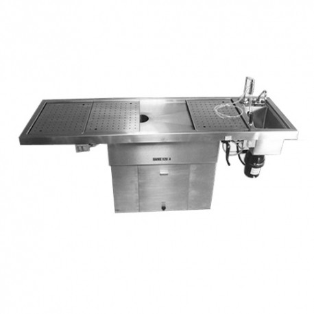 Mesa para autopsia de acero inoxidable con preparación para triturado-PuntoMedico- BAM-120A