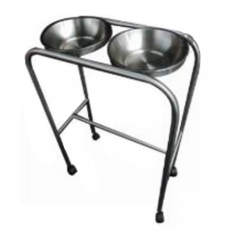 Porta lebrillos doble de acero inoxidable 65 x 30 x 85 cm-PuntoMedico- HEL-HM238