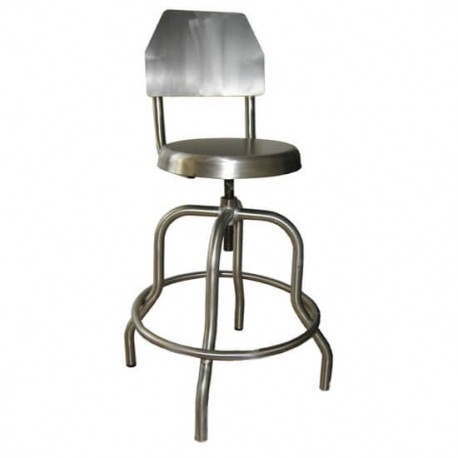 Banco de consultorio tubular de acero inoxidable AISI-304 con respaldo-PuntoMedico- CIS-0510