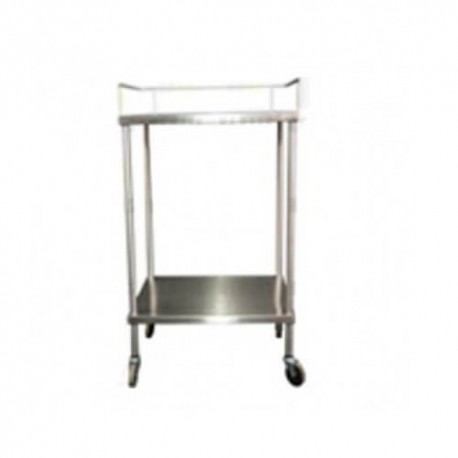 Mesa pasteur de acero inoxidable acabado pulido 60 x 40 x 100 cm, llantas de 4"-PuntoMedico- HEL-HM207