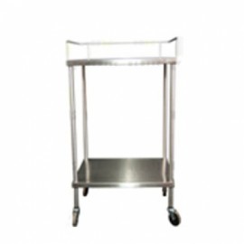 Mesa pasteur sin cajón cubierta y entrepaño de acero inoxidable llantas de 4" de gel-PuntoMedico- HEL-HM206