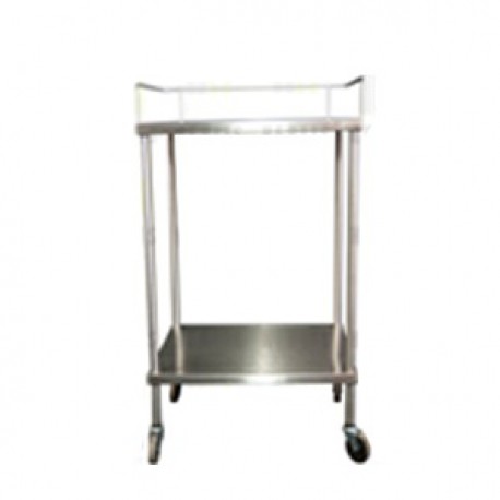 Mesa pasteur sin cajón cubierta y entrepaño de acero inoxidable llantas de 4" de gel-PuntoMedico- HEL-HM206