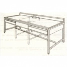 Mesa alta de 210 cm con fregadero central y cajones-PuntoMedico- HEL-HM137