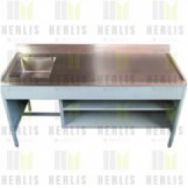 Mesa de 180 cm con respaldo y fregadero derecho-PuntoMedico- HEL-HM388