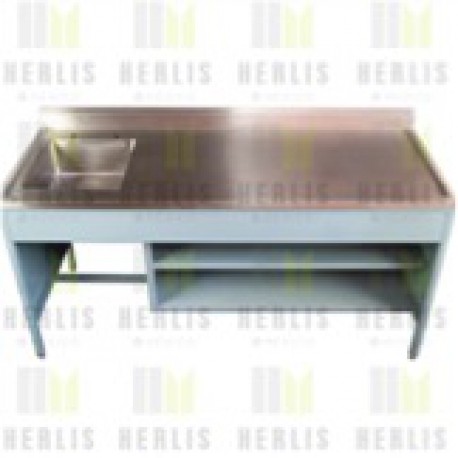 Mesa de 180 cm con respaldo y fregadero derecho-PuntoMedico- HEL-HM388