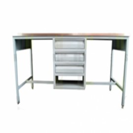 Mesa alta de 150 cm con cajonera central con cubierta de acero inoxidable-PuntoMedico- HEL-HM271