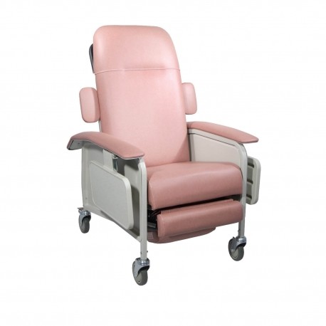 Sillón rosa acojinado para hemodiálisis mecánico, con dos charolas-PuntoMedico- DRI-RED577ADR-R