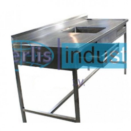 Mesa alta de 150 cm con fregadero central y cajones-PuntoMedico- HEL-HM139