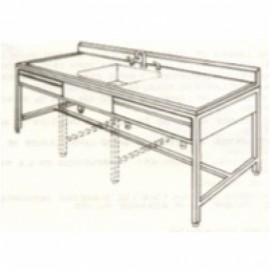 Mesa alta de 180 cm con fregadero central y cajones-PuntoMedico- HEL-HM138