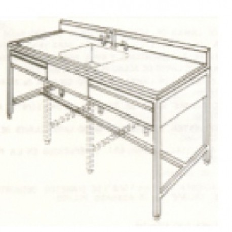 Mesa alta de 230 cm con fregadero central y cajones-PuntoMedico- HEL-HM136