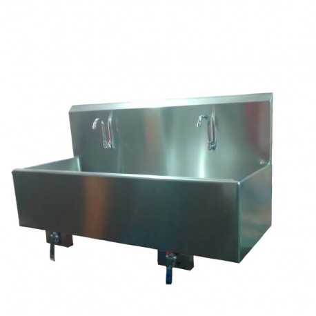 Lavabo para cirujano doble con válvula de rodilla de acero inoxidable-PuntoMedico- HEL-HM122