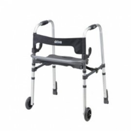 Andadera plegable de aluminio con asiento abatible y frenos de empuje. Marca Drive-PuntoMedico- DRI-570-012-35-4