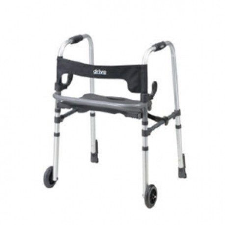 Andadera plegable de aluminio con asiento abatible y frenos de empuje. Marca Drive-PuntoMedico- DRI-570-012-35-4