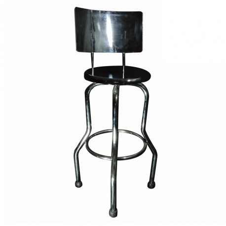 Banco giratorio con respaldo de acero inoxidable. altura variable-PuntoMedico- HEL-HM16