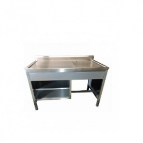 Mesa alta de 120 cm con respaldo y fregadero derecho esmaltado-PuntoMedico- HEL-HM171