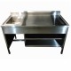 Mesa alta de 120 cm con respaldo y fregadero izquierdo totalmente en acero inoxidable-PuntoMedico- HEL-HM174