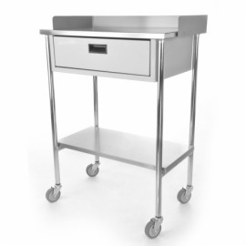 Mesa pasteur tubular cromada con cajón-PuntoMedico- CIS-5710