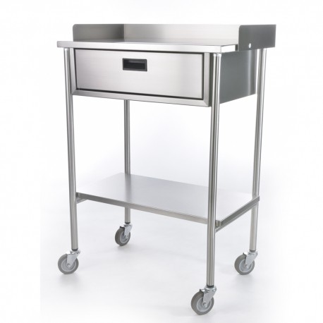 Mesa pasteur tubular de acero inoxidable con cajón-PuntoMedico- CIS-5730