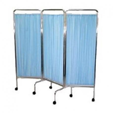 Biombo de tres hojas con acabado en acero inoxidable-PuntoMedico- HEL-HM38